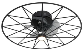 Ventilator de tavan negru 62cm incl. LED Dimmable cu telecomandă - Yaran