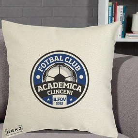 Perna Personalizata Academica Clinceni Fotbal Club, 40x40 cm, Ecru, Husa Detasabila, Perna Inclusa, BEKZ®