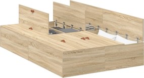 vidaXL Cadru de pat cu depozitare Stejar Sonoma 120 x 190 cm