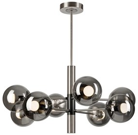 Lustră pe tijă ROLLO 8xE14/5W/230V crom mat/fumuriu