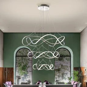 Lustra LED dimabila XXL pentru casa scarii design lux 110cm Molly crom