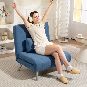 HOMCOM Fotoliu tapitat cu funcție de pat, design 2-in-1, Fotoliu de dormit, Pat de oaspeți, Husă de stofă, cu pernă, Albastru | Aosom Romania