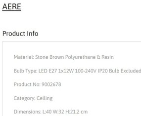 Plafoniera design modern, Stone Brown, AERE, L 40cm