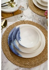 Set veselă 24 piese din porțelan, alb/albastru