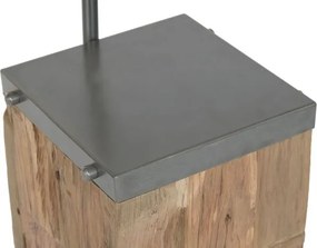 Lampă de podea, stil industrial artizanal, culoare natur, din lemn de tec și fier, „Teak”