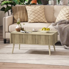 HOMCOM Masă de cafea rabatabilă, masă de salon cu 2 compartimente ascunse și picioare din pin, 91 x 56 x 43 cm, stejar | Aosom Romania