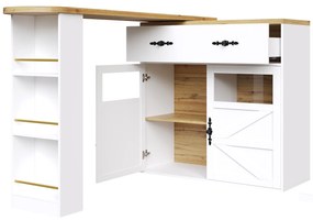 Masă de bar extensibilă cu spațiu de depozitare și funcție de rotire 360°, alb | Aosom Romania