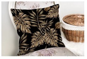 Față de pernă Minimalist Cushion Covers Golden Leafes With Black BG, 45 x 45 cm