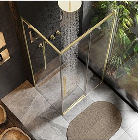 Cabina de dus SOLAR cu cadita alba 100x80 cm auriu periat