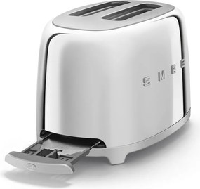 Prajitor de paine SMEG 50's Style TSF01SSEU, 950 W, 2 felii, 6 trepte, Tava pentru firimituri, Cablu integrat, Otel inoxidabil, Argintiu