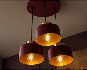 Candelabru suspendat pe cablu IGNIA 3xE27/60W/230V vișiniu/auriu