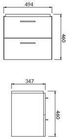 Set dulap baie suspendat Lara 2 sertare cu lavoar Cersanit Mille Slim, 50 cm, Gri Gri, 500x460 mm