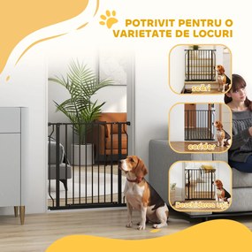 PawHut Poartă Extensibilă și Reglabilă pentru Câini, pentru Scări și Uși, din Oțel și ABS, 75-85x76 cm, Negru | Aosom Romania