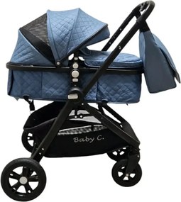 Carucior nou nascuti 2 in 1 Baby Care X2S, Maner reversibil, Cu geanta bebe, Amortizoare, Roti din cauciuc plin AVE, Spatar reglabil 3 trepte, Plasa
