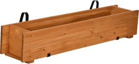 Outsunny Jardinieră dreptunghiulară din lemn pentru grădină, de suspendat, cu 2 cârlige 91 x 18 x 16,5 cm maro | Aosom Romania