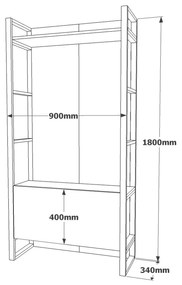 Pantofar Cuier Ortak cu oglinda, Stejar, 126 x 180 x 36 cm