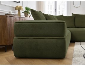 Colțar verde cu tapițerie din chenille (cu colț pe partea dreaptă/în formă de ”L”) Whesley – Bobochic Paris