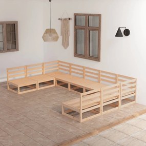 Set mobilier de gradina, 9 piese, lemn masiv de pin Maro, 1, nu
