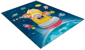 BAMBINO 42810 covor lavabil Rachetă, planete pentru copii anti-alunecare - albastru / maro