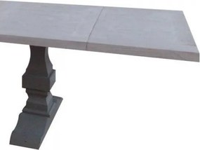 Masă dining extensibilă din lemn masiv, natur, 8 locuri, cu prelungitor și bază dublă în formă de balustru, 78 x 180 x 100 cm, „Jeanne”