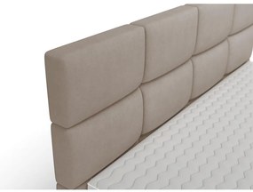 Pat matrimonial 140 cm Riviera 140 (cu somieră și saltea) (cu sp. depozitare) (bej mediu + negru). 1099651