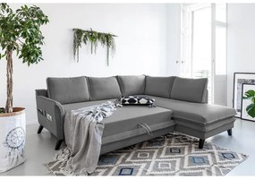 Colțar extensibil cu șezlong pe partea dreaptă Miuform Charming Charlie L, gri închis