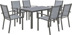 Outsunny Set de Grădină cu Masă și 6 Scaune Stivuibile, 7 Piese, Gri Deschis | Aosom Romania