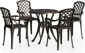 vidaXL Set mobilier bistro, 5 piese, bronz, aluminiu turnat