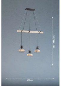 Lustră pe cablu STRAW 3xE27/40W/230V Fischer & Honsel 60798
