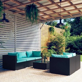 3101489 vidaXL Set mobilier de grădină cu perne, 6 piese, negru, poliratan