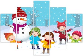 Tablou - Bucurii de iarnă pentru copii (150x105 cm)