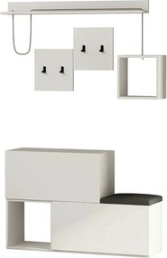 Set hol HOLDON, alb/gri, PAL melaminat, format din cuier, pantofar, po