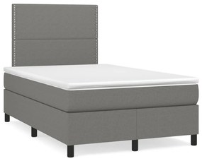vidaXL Pat box spring cu saltea, gri închis, 120x190 cm, textil