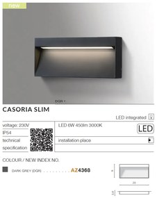 Aplica LED de exterior ambientala IP54 CASORIA SLIM gri