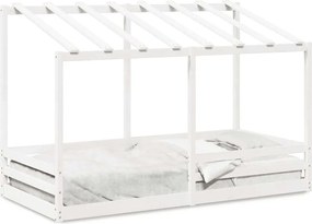 vidaXL Acoperiș pat de copii, alb, 100x200 cm, lemn masiv de pin