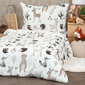 Lenjerie de pat pentru copii din microflanel 4Home Nordic friends, 140 x 200 cm, 70 x 90 cm