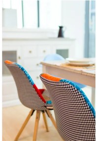 Scaun, ţesătură patchwork/lemn, KIMA NEW TYP 2
