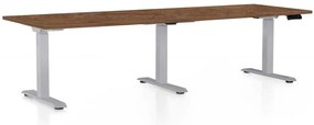 Masă înălțime reglabilă OfficeTech Long, 240 x 80 cm, picioare gri, stejar silverjack
