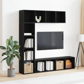vidaXL Biblioteci 3 pcs Stejar Negru 36x30x143 cm Lemn prelucrat