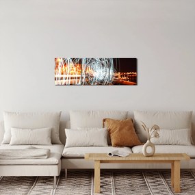 Tablou cu valuri de lumini (cu ceas) (90x30 cm)