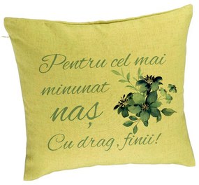 Perna Decorativa pentru Nas 1, 40x40 cm, Verde, Husa Detasabila, Burduf