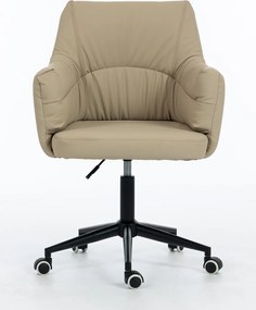 HR840K Scaun Crem Piele Ecologica Premium Soft cu Bază Neagră