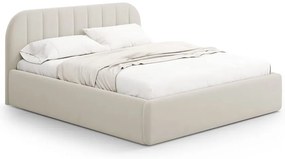 Pat matrimonial bej tapițat cu spațiu de depozitare cu somieră 180x200 cm Juno – Windsor & Co Sofas