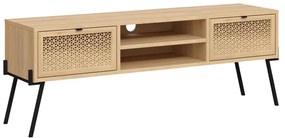 Masă TV în culoare naturală cu aspect de lemn de stejar 140x51 cm Ecrin – Marckeric