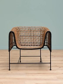 Fotoliu impletit din rattan, cu bordura decorativa neagră, "Asano"