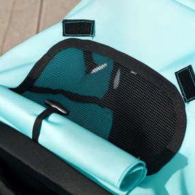 PawHut Cărucior pentru câini, cărucior pentru animale de companie pentru câini și pisici mici, cu coș de depozitare, design pliabil cu un clic, Turcoaz | Aosom Romania