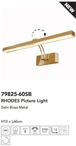 Aplica de perete LED pentru oglinda sau tablou Rhodes alama, L-60cm
