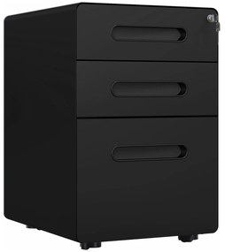 Vinsetto Caisson de birou mobil cu cheie și 3 sertare pentru format A4, scrisoare, legal, 39 x 48 x 59 cm, negru | Aosom Romania