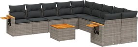 vidaXL Set canapele de grădină cu perne, 11 piese, gri, poliratan