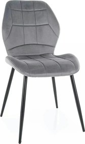 Scaun tapitat clasic JAKE, gri - Bluvel 14/negru, stofa catifelata/met